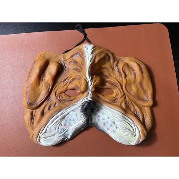 VT Brown & White Bulldog Dog Mask Adult Fancy Animal Costume Accessory 11" x 8" - Picture 1 of 4
